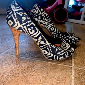 Black and white heels